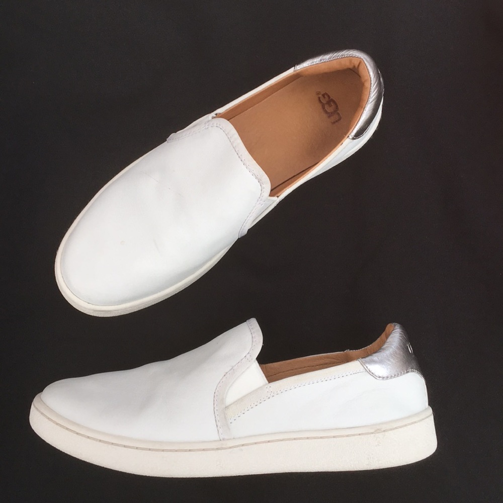 UGG Women's White and Silver Slip-On Shoes